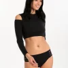 Active Cold Shoulder Rash Vest - Black