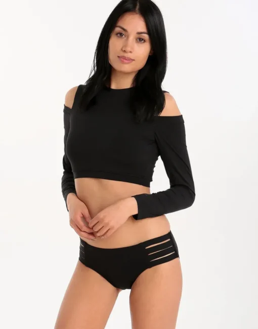 Active Cold Shoulder Rash Vest - Black