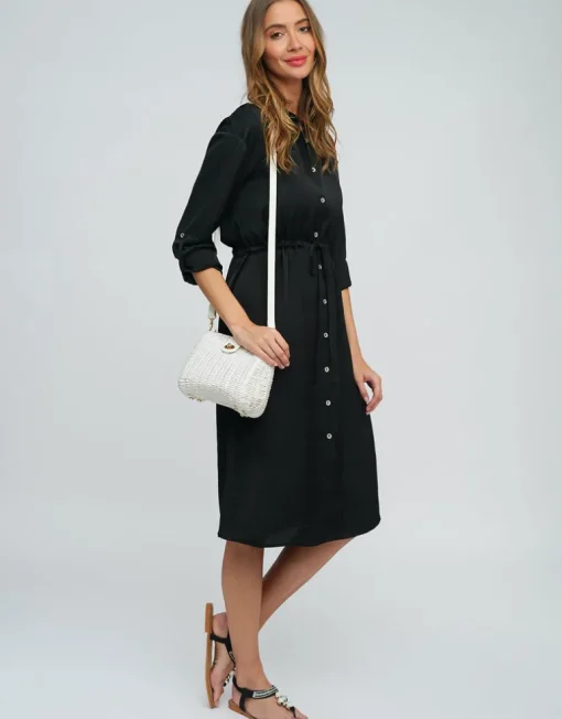 Alora Shirt Dress - Black