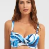 Azura Underwired Balcony Bikini Top - Blue and White