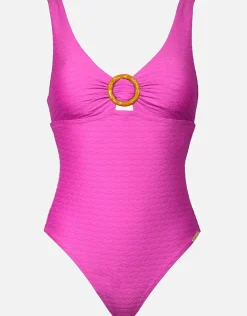 Bamboo Solids Ring Front Swimsuit - Intense Pink