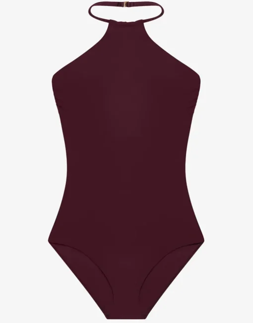 Beach Club Solids High Neck Swimsuit - Claret