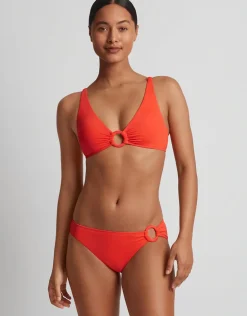 Beach Club Solids Macrame Ring OTS Bikini Top - Persimmon
