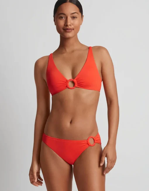 Beach Club Solids Macrame Ring OTS Bikini Top - Persimmon
