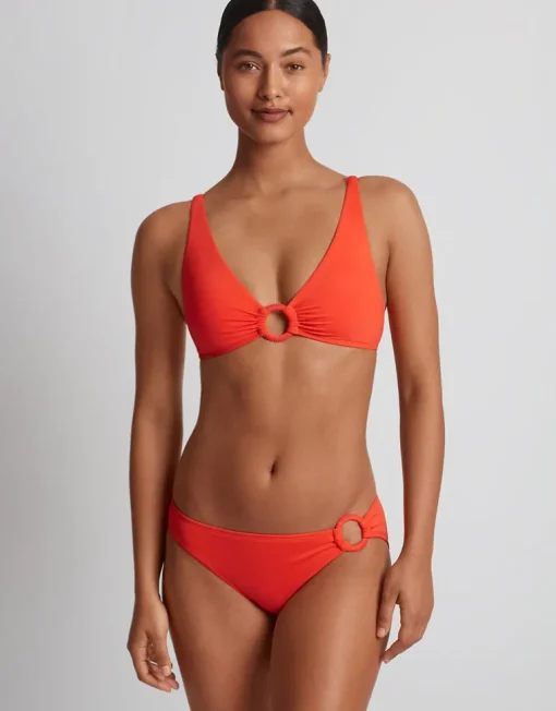 Beach Club Solids Macrame Ring OTS Bikini Top - Persimmon