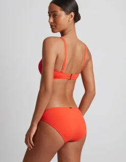 Beach Club Solids Macrame Ring OTS Bikini Top - Persimmon