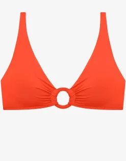 Beach Club Solids Macrame Ring OTS Bikini Top - Persimmon