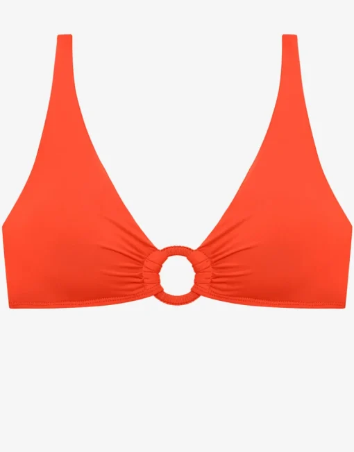 Beach Club Solids Macrame Ring OTS Bikini Top - Persimmon