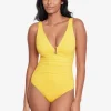 Beach Club Solids Ring Front Swimsuit - Yellow