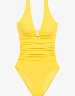 Beach Club Solids Ring Front Swimsuit - Yellow