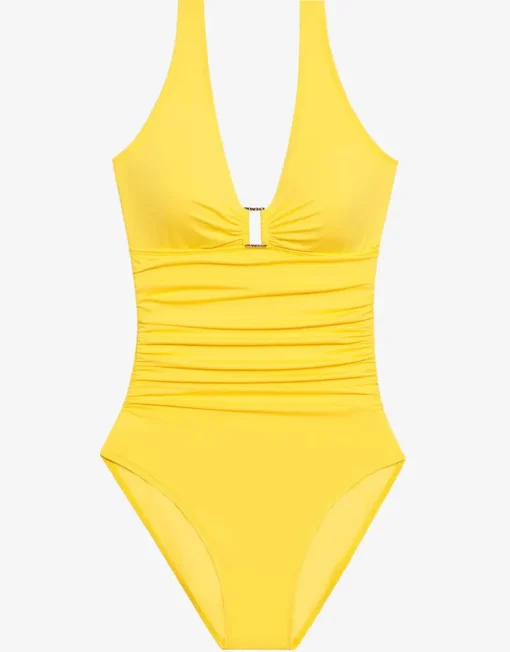 Beach Club Solids Ring Front Swimsuit - Yellow