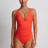 Beach Club Solids Ring OTS Swimsuit - Persimmon