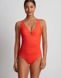 Beach Club Solids Ring OTS Swimsuit - Persimmon