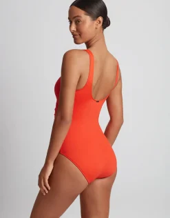 Beach Club Solids Ring OTS Swimsuit - Persimmon