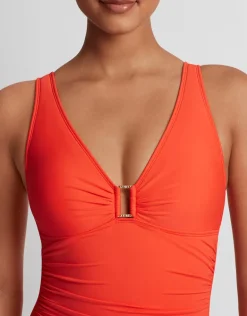 Beach Club Solids Ring OTS Swimsuit - Persimmon