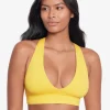 Beach Club Solids Twist X Back Bikini Top - Yellow
