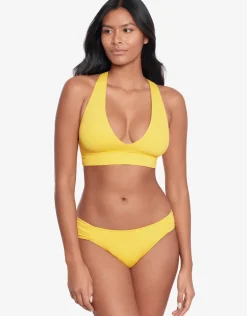 Beach Club Solids Twist X Back Bikini Top - Yellow