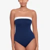 Bel Air Modern Bandeau Swimsuit - Navy and White