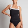 Bel Air Shirred Bandeau Mio Swimsuit - Black and White