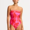 Birds of Paradise DD Bandeau Swimsuit - Chilli Red