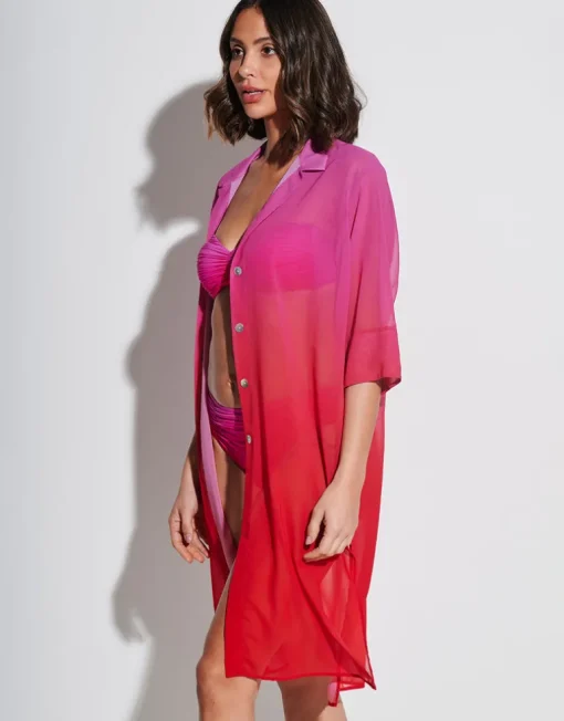 Brasil Midi Beach Shirt - Flower Pink