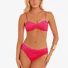 Brasil Ruched Bandeau Bikini Set - Flower Pink