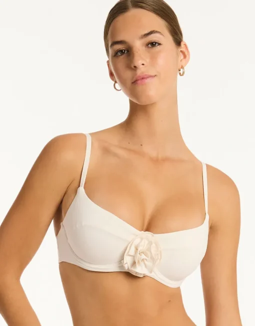 Casa Del Mar Flower Balcony Bikini Top - Coconut