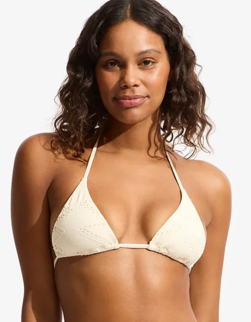 Chiara Slide Tri Bikini Top - Ecru