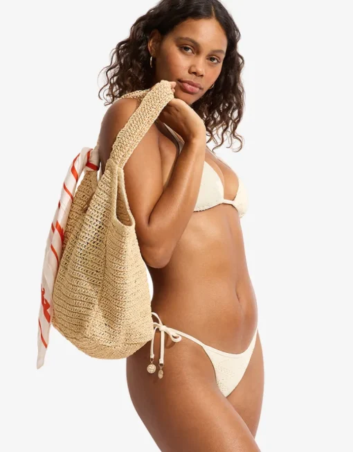 Chiara Slide Tri Bikini Top - Ecru