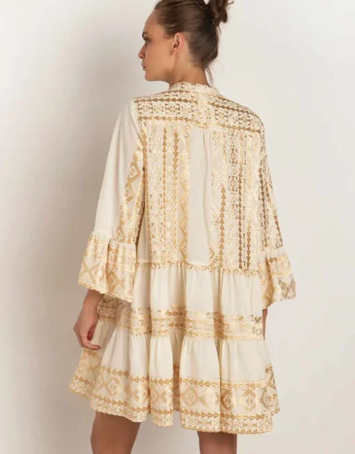 Classic Triangle Layered Mini Dress - Natural and Gold