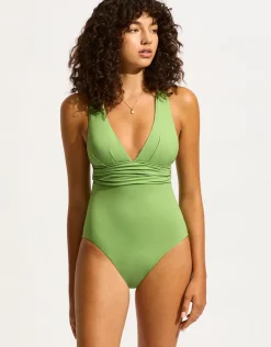 Collective Cross Back Swimsuit - Sage