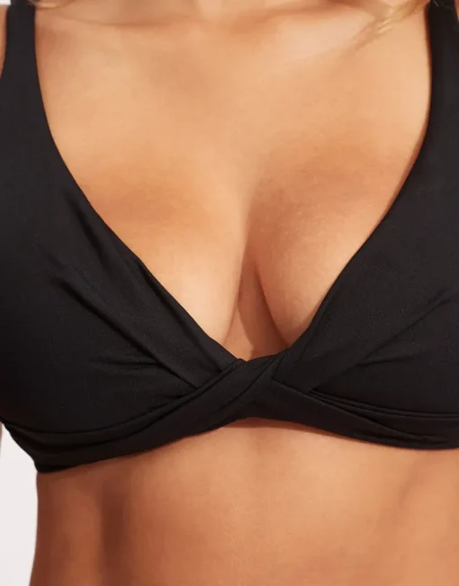 Collective DD Double Wrap Front Bikini Top - Black