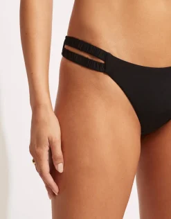 Collective Gathered Strap Bralette Bikini Top - Black