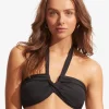 Collective Halter Bandeau Bikini Top - Black