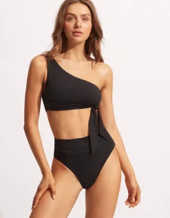 Collective One Shoulder Bikini Top - Black