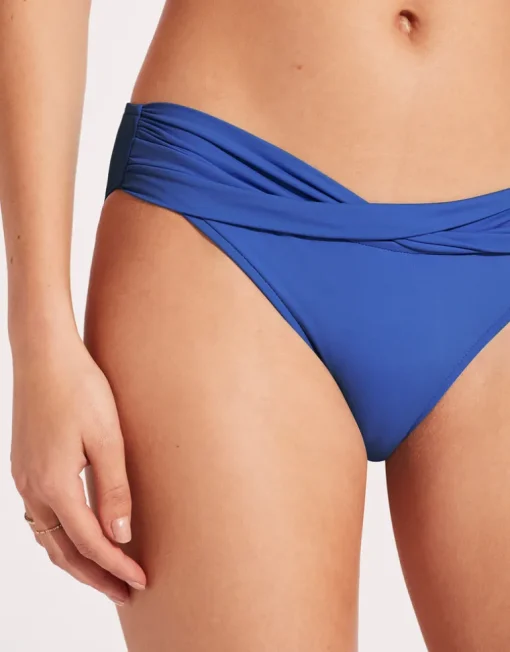 Collective Twist Band Hipster Bikini Pant - Azure