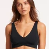Collective V Neck Tank Bikini Top - Black