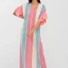 Contrast Ruffle Sleeve V Neck Dress - Multi