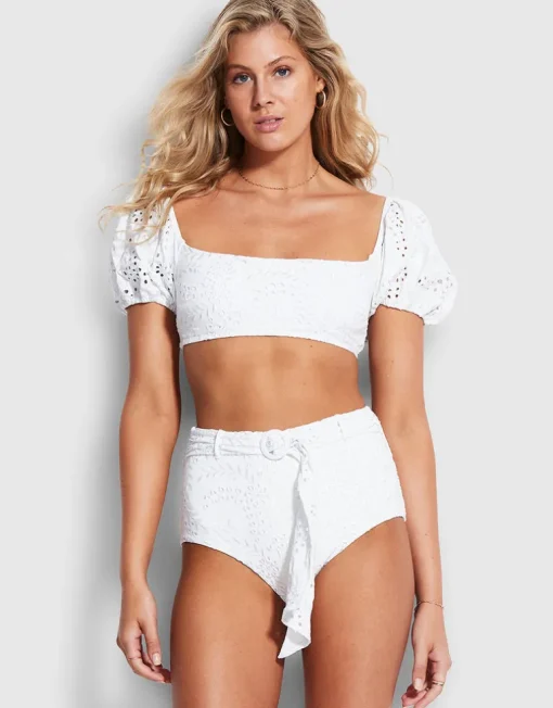 Costa Bella High Waisted Bikini Pant - White