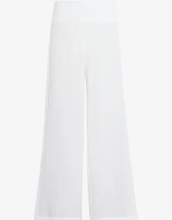Crinkle Smocked Waist Beach Pant - White