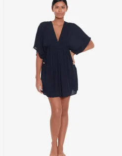 Crinkle Tunic Beach Dress - Black