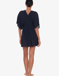 Crinkle Tunic Beach Dress - Black