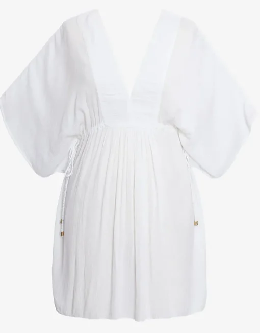 Crinkle Tunic Beach Dress - White