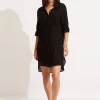 Crinkle Twill Beach Shirt - Black