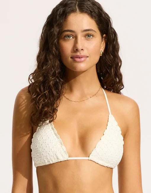 Daydreamer Slide Tri Bikini Top - Vanilla