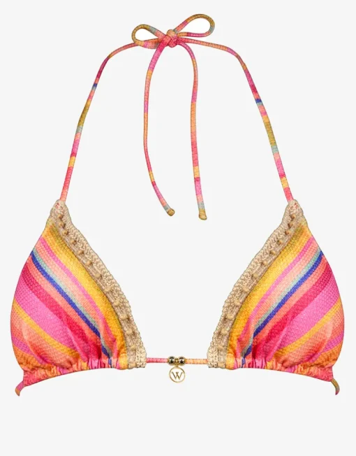 Dopamine Stripe Triangle Bikini Top - Dopamine Brights