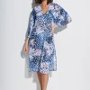 Ethnic Palm Midi Beach Shirt - Blue