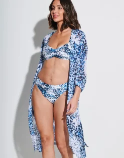 Ethnic Palm Midi Beach Shirt - Blue