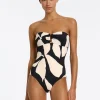 Fiore Bandeau Swimsuit - Black and Cream