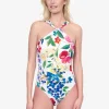 Garden Dream High Neck Swimsuit - Off White